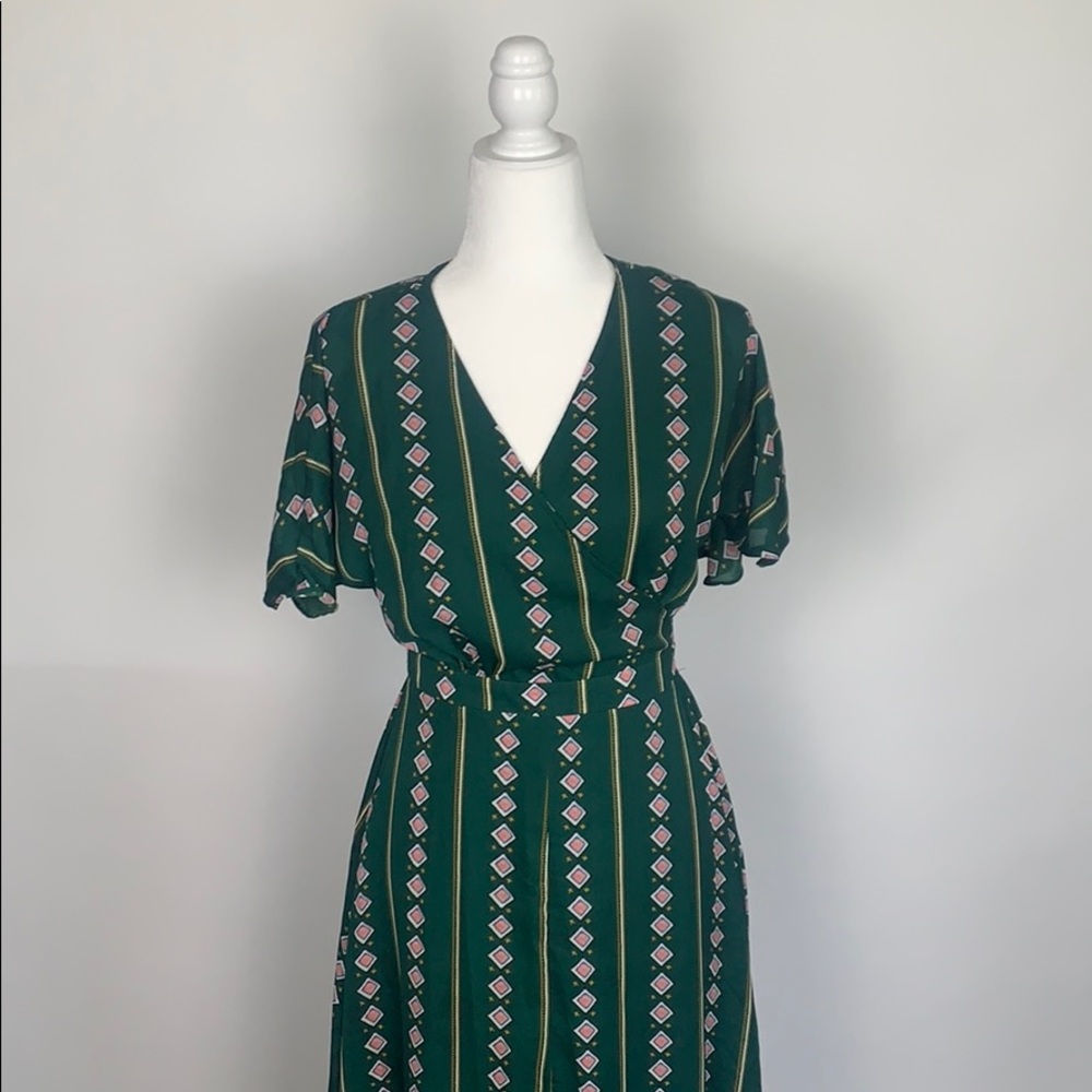 Green wrap maxi dress